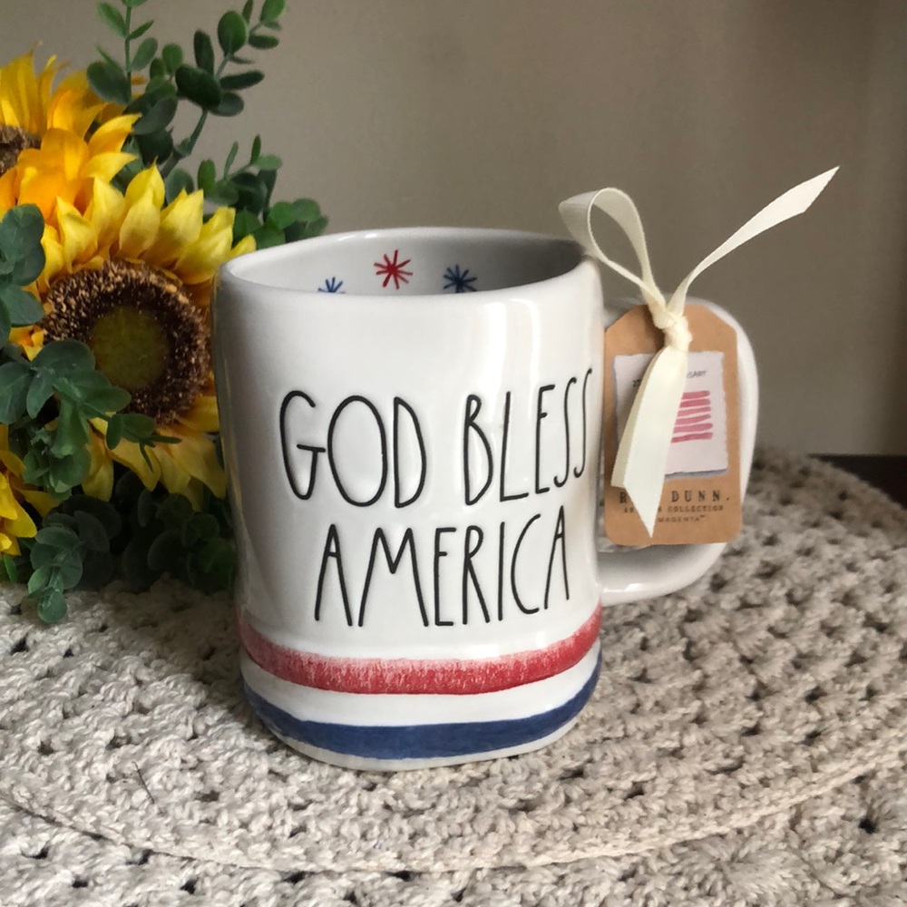 Rae Dunn GOD BLESS AMERICA Ceramic Mug